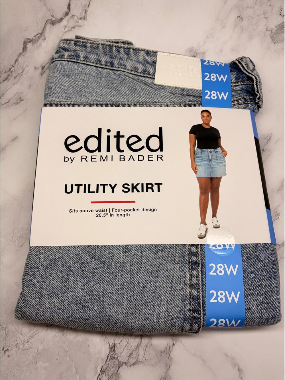Edited by Remi Bader Utility Denim Skirt 28W Light Wash Plus Size High Rise‎ NWT